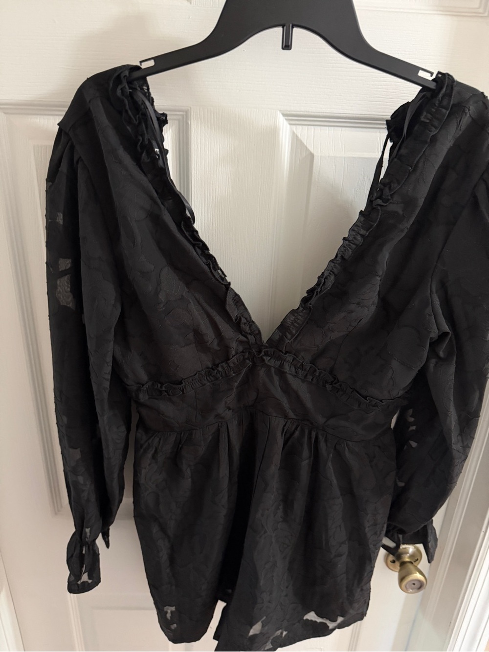 bebe Black Sheer Layered Top